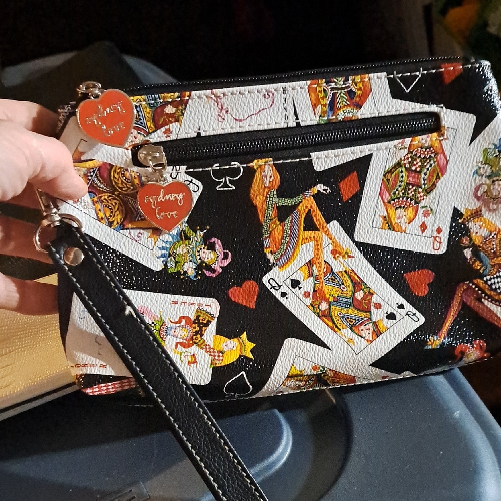 Colorful Playing Card Print Wristlet
